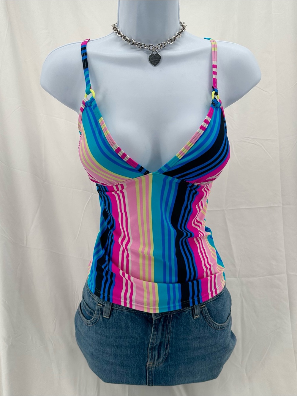 Striped Y2K SO Multicolor Tankini Cami Top